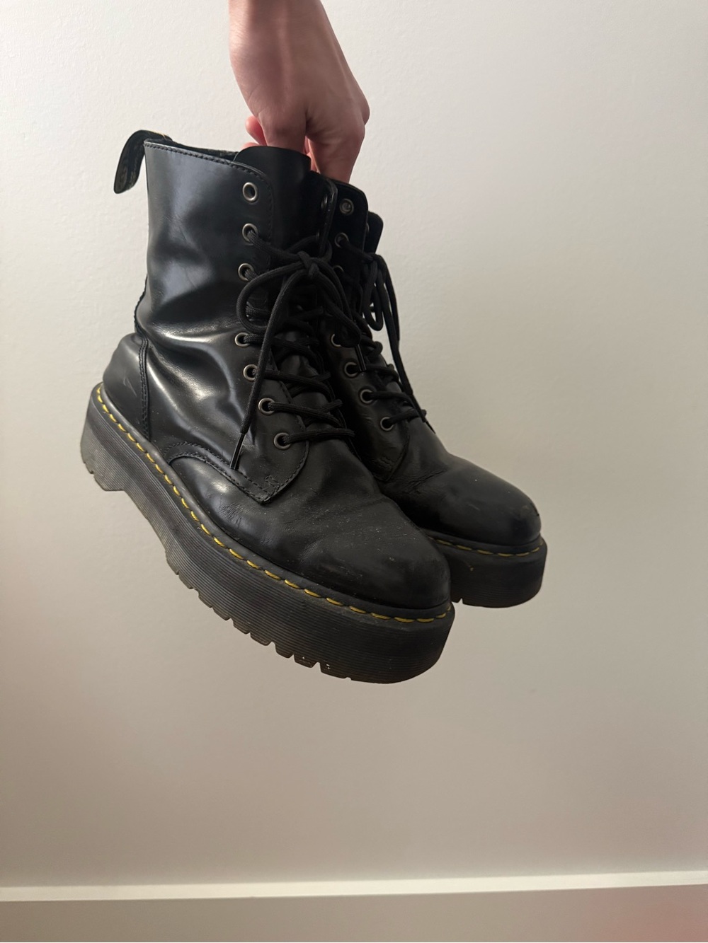 Platform Doc Martins Combat Boots in Black